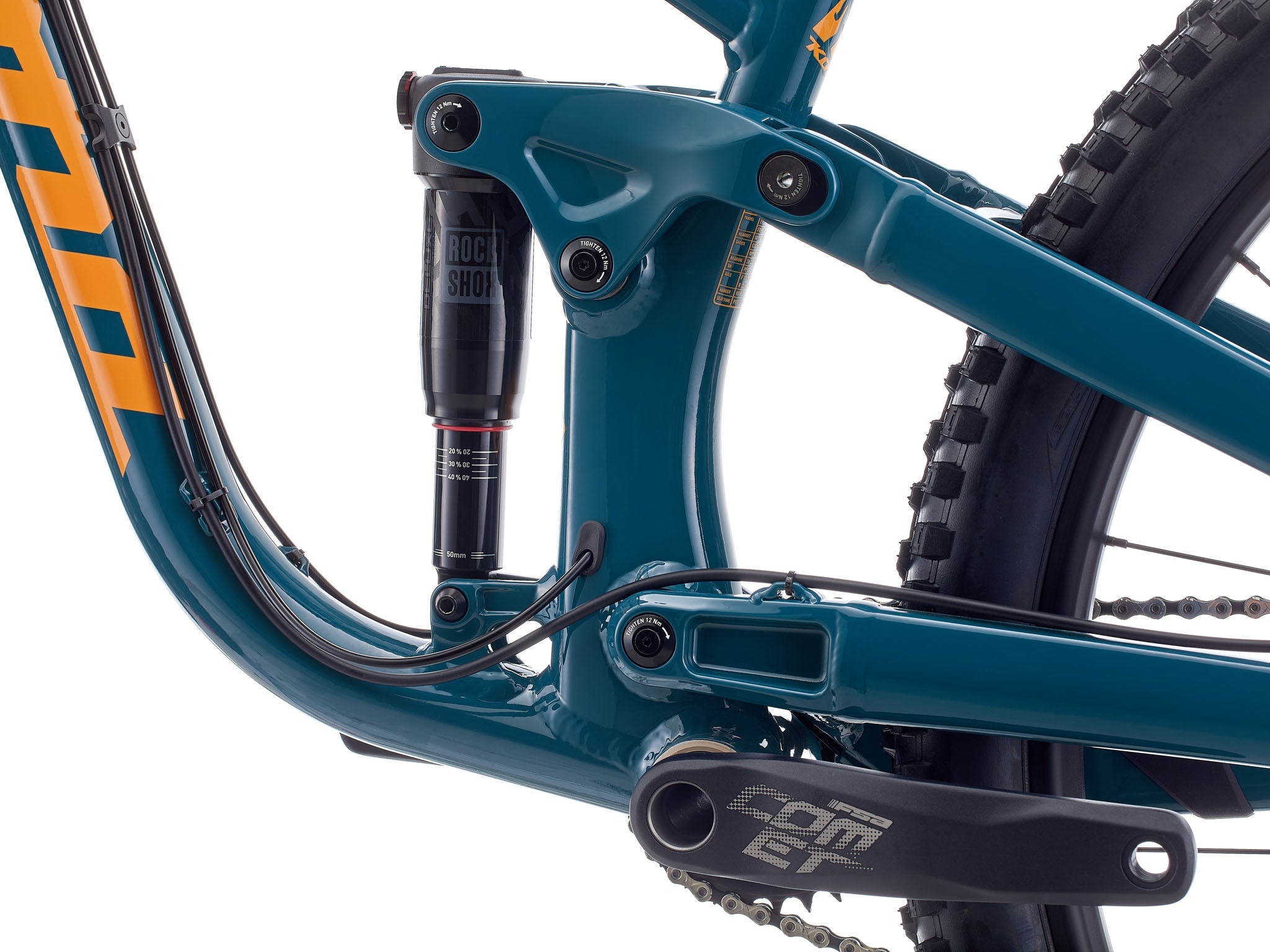 Close-up of full suspension system on TrailMaster 134