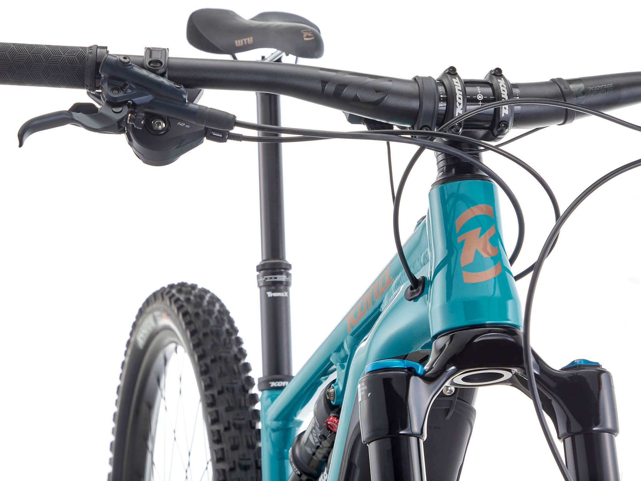 Close-up of Kona Remote Xs Shimano EP8 motor and 180mm travel suspension