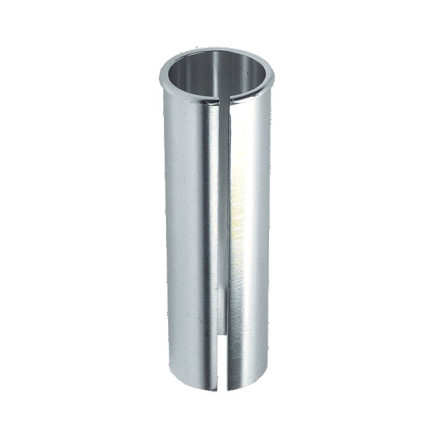 Aluminum seat post shim 34.9mm to 31.6mm installed on mountain bike frame